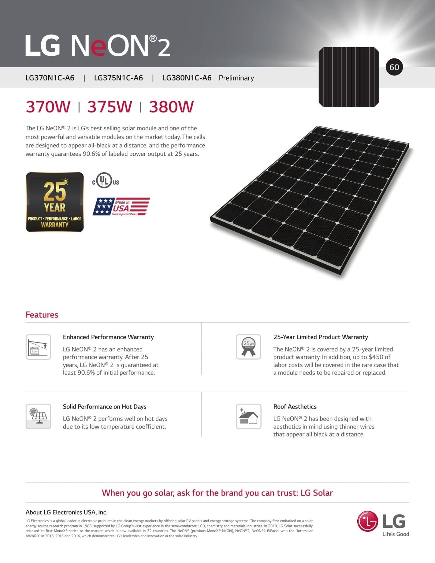 25 - Pack 375W LG Tier 1 Panels - 9.38kW Pallet (LG375N1C - A6.BUS) - Wholesale Pallet Deal pallet Clear Energy Partners