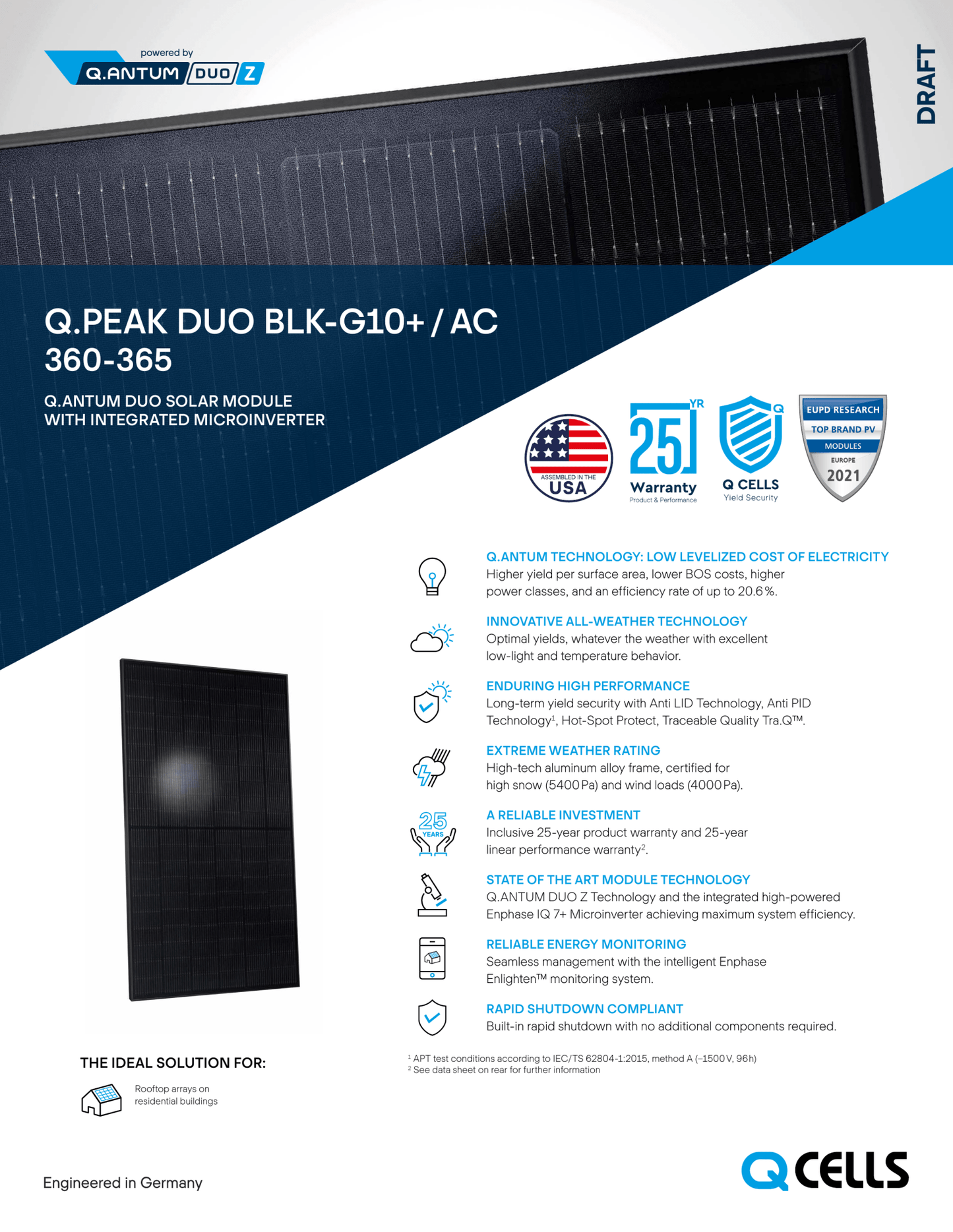26 - Pack 360W Q CELLS Tier 1 Panels with Enphase IQ7+ Microinverters - 9.36kW Pallet (QPEAK DUO BLK G10+/AC_A 360) - Wholesale Pallet Deal pallet Clear Energy Partners