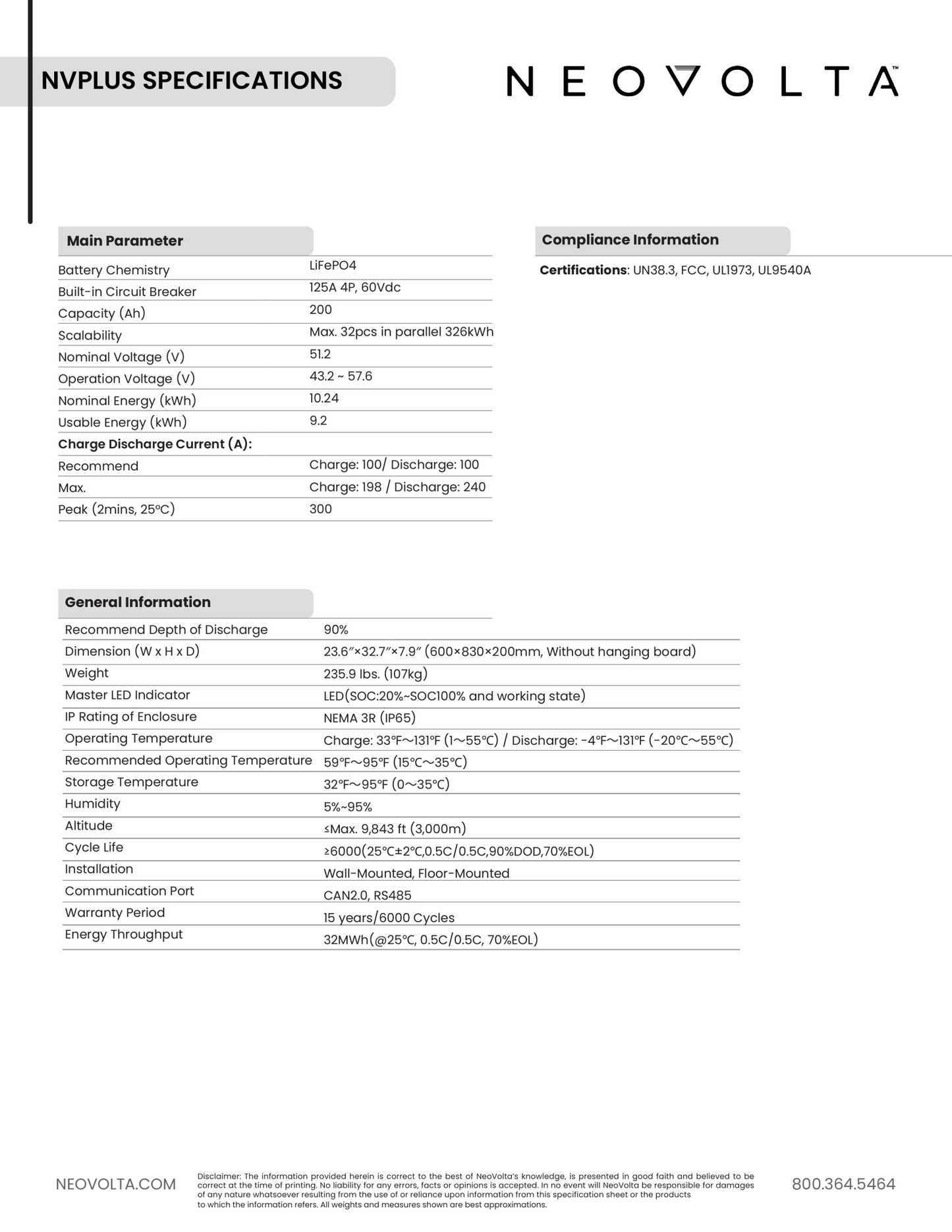 NeoVolta 10.2kWh LiFePO4 Solar Battery NVPLUS – Expandable Home Energy Storage, Off - Grid & Backup Ready battery Clear Energy Partners