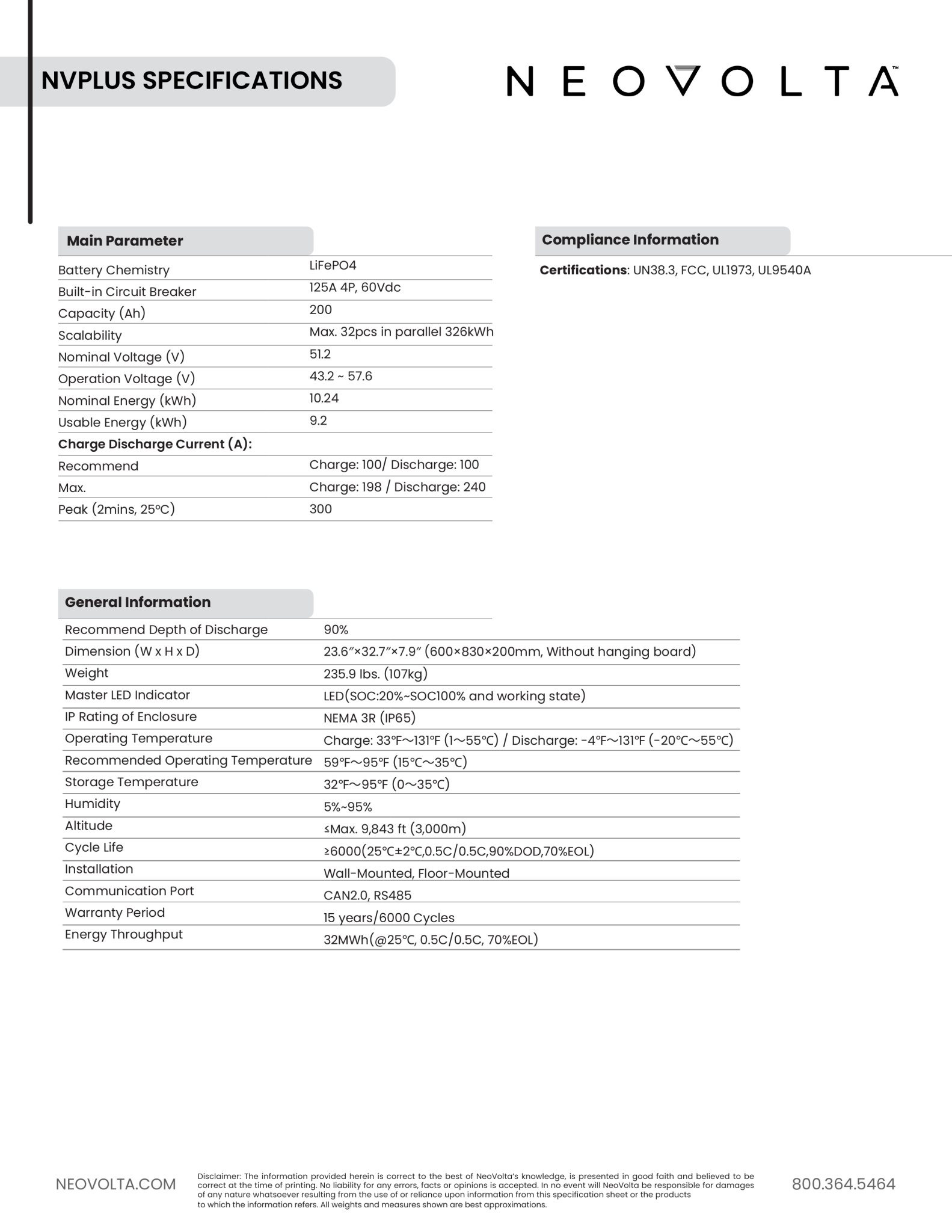 NeoVolta 10.2kWh LiFePO4 Solar Battery NVPLUS – Expandable Home Energy Storage, Off - Grid & Backup Ready battery Clear Energy Partners