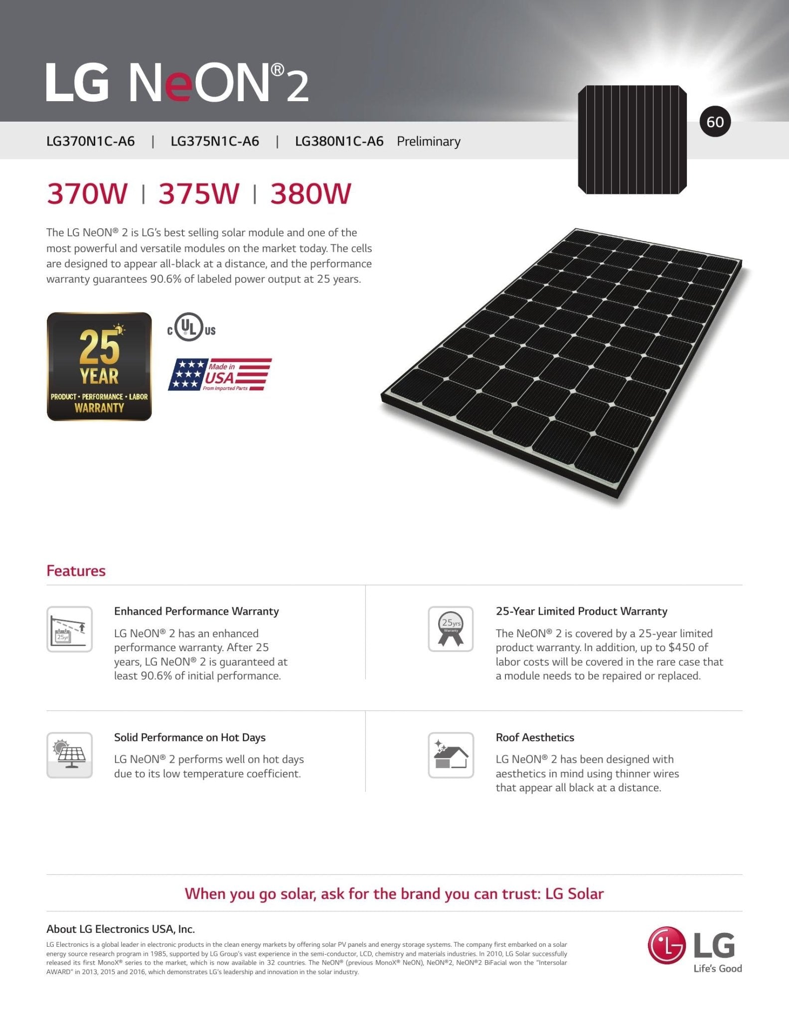 25 - Pack 375W LG Tier 1 Panels - 9.38kW Pallet (LG375N1C - A6.BUS) - Wholesale Pallet Deal pallet Clear Energy Partners