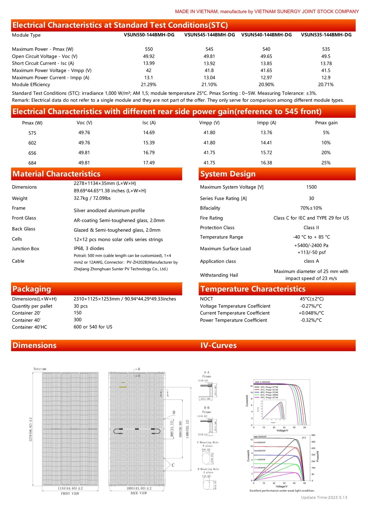 30 - Pack 540W VSUN Tier 1 Used Bifacial Solar Panels - 16.2kW Pallet (VSUN540 - 144BMH - DG) - Wholesale Pallet Deal pallet Clear Energy Partners