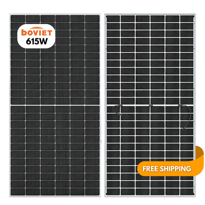 33-Pack 615W Boviet Tier 1 N-Type Bifacial Solar Panels - 20.3kW Pallet (BVM8611M-615R-H-HC-BF-DG) - Wholesale Pallet Deal