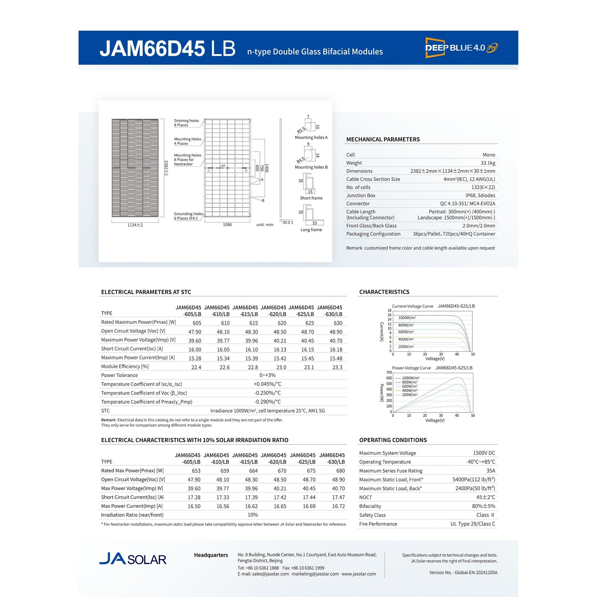 36 - Pack 615W JA Tier 1 Bifacial N - Type Solar Panels - 22.14kW Pallet (JAM66D45 - 615/LB) - Wholesale Pallet Deal pallet Clear Energy Partners