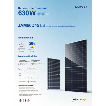 36 - Pack 615W JA Tier 1 Bifacial N - Type Solar Panels - 22.14kW Pallet (JAM66D45 - 615/LB) - Wholesale Pallet Deal pallet Clear Energy Partners