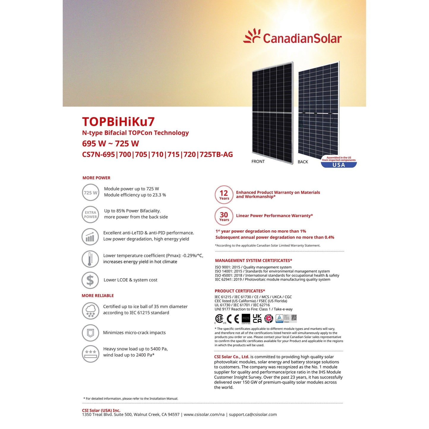 680W–710W Canadian Solar TopCon Bifacial Tier 1 Panels - (CS7N - 700TB - AG) - Wholesale Truckload Deal Truck Clear Energy Partners