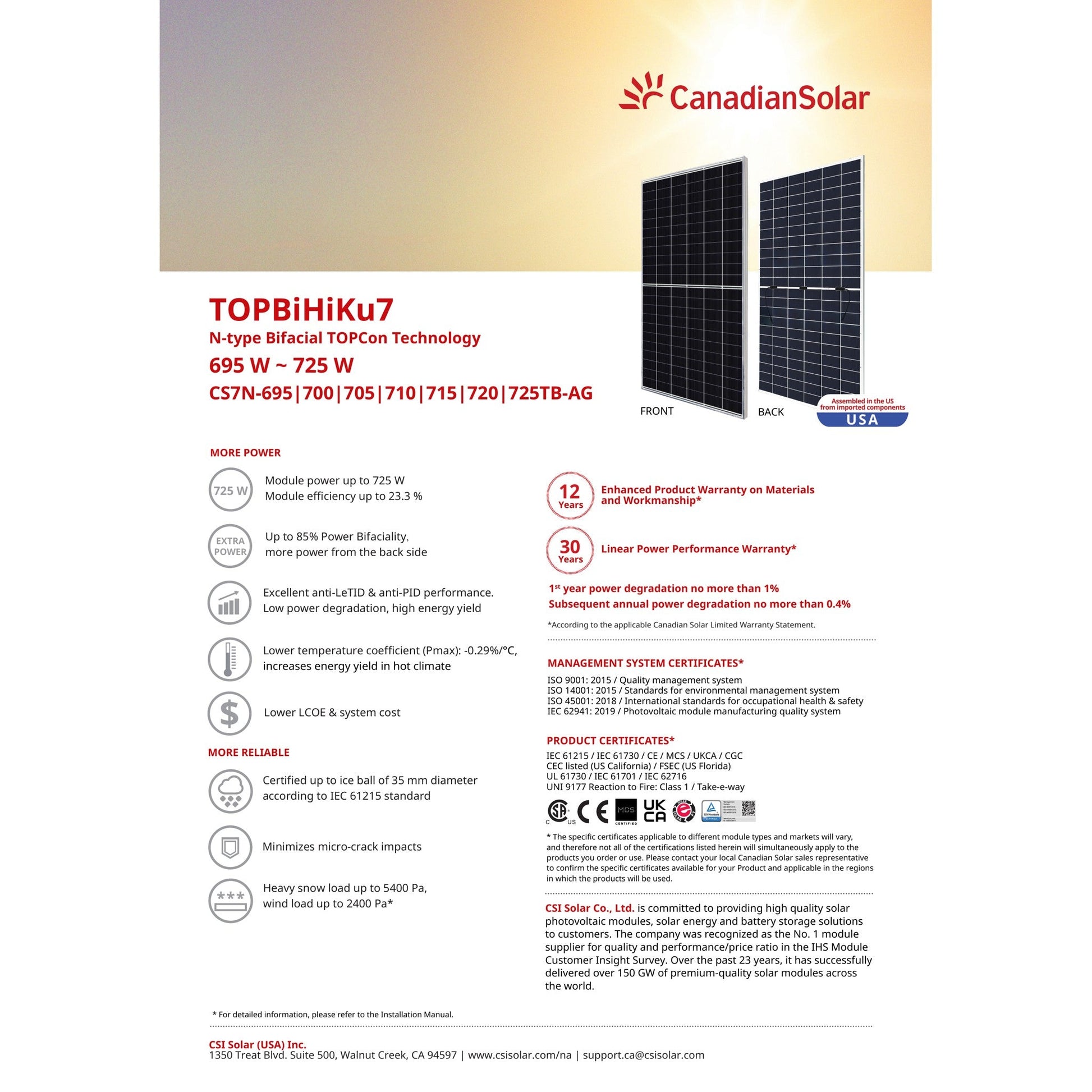 680W–710W Canadian Solar TopCon Bifacial Tier 1 Panels - (CS7N - 700TB - AG) - Wholesale Truckload Deal Truck Clear Energy Partners