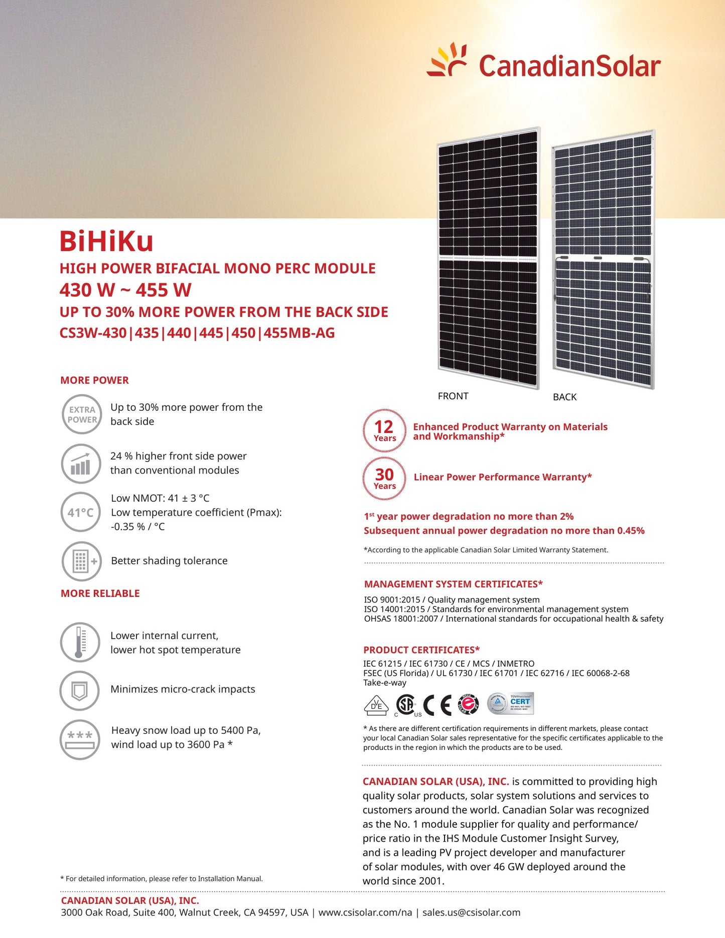 33-Pack 430W Canadian Tier 1 Bifacial Solar Panels - 14.2kW Pallet (CS3W-430MB-AG) - Wholesale Pallet Deal