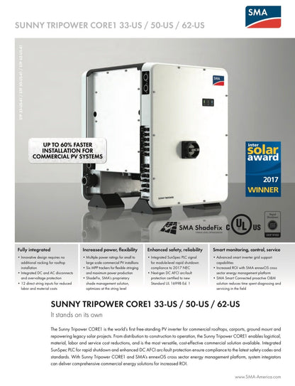 #keyword# - string - SMA Sunny Tripower CORE1 50-US String Inverter - #picturestatus# - Clear Energy Partners